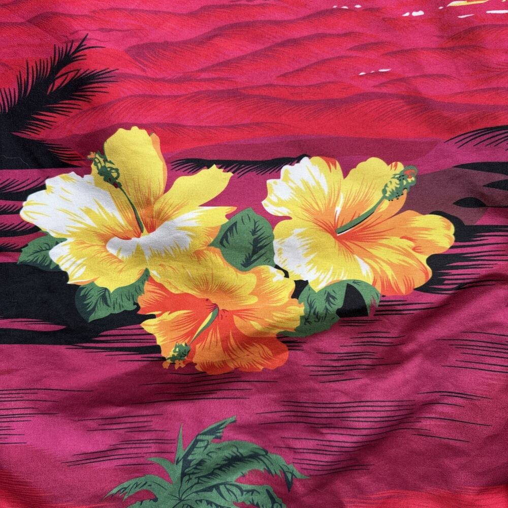 Year In Year Out Hawaiian Shirt‎ Mens XXL Red Tropical Sunset Palm Tree Aloha - Picture 8 of 15